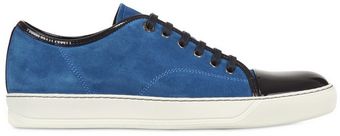 Lanvin Suede and Patent Leather Sneakers - Lyst