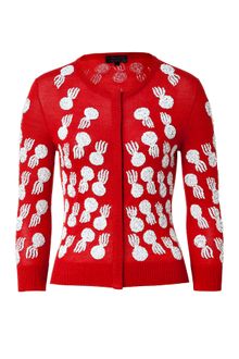 L'Wren Scott Redwhite Sequined Cashmereblend Cardigan - Lyst