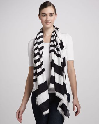 Marc Jacobs Striped Spring Cotton Scarf Blackwhite - Lyst
