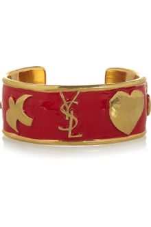 Yves Saint Laurent Ycons Enameled Goldplated Cuff - Lyst