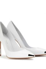Gianvito Rossi Leather Pointed Toe Pumps with Metal Accent