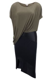 Helmut Lang Two-tone Asymmetric Panelled Jersey Dress - Lyst