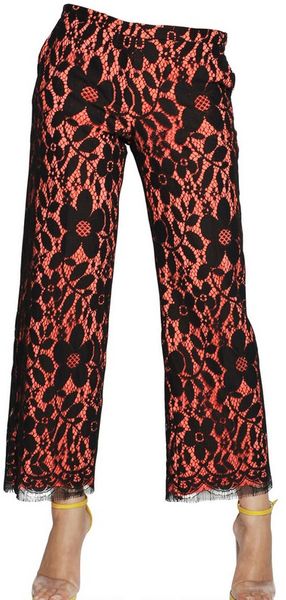 Maurizio Pecoraro Lace On Crepe Trousers - Lyst