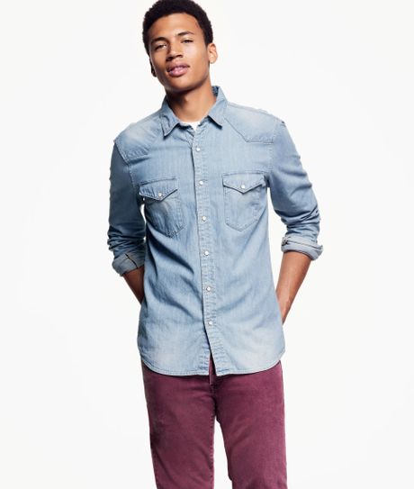 h & m denim shirt