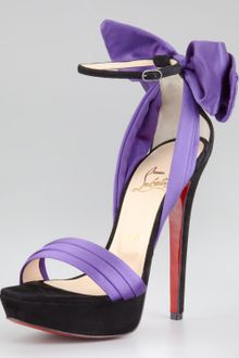 Christian Louboutin Vampanodo Satin Bow Red Sole Sandal - Lyst