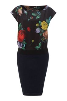 Love Moschino Cap Sleeved Floral Print Dress - Lyst
