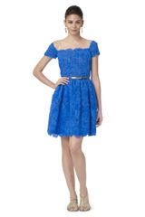 Oscar de la Renta Chiffon Rosette Embroidered Dress