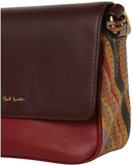Paul Smith Swirl Print Leather Cross Body Bag in Brown (red) | Lyst