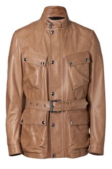 Belstaff Mocha Leather Preston Luxe Trialmaster Jacket - Lyst