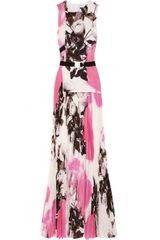 Christopher Kane Roseprint Pleated Silkchiffon Gown