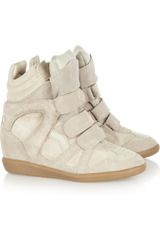 Isabel Marant Bekkett Suede and Leather Hightop Wedge Sneakers