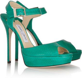 Jimmy Choo Linda Watersnake Sandals - Lyst
