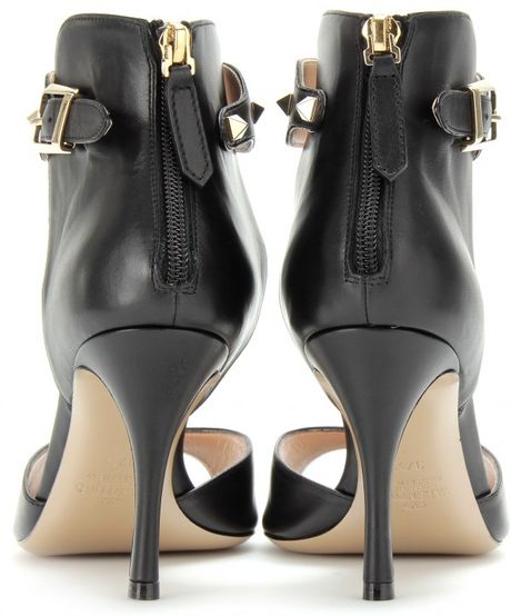 valentino rockstud peep toe booties