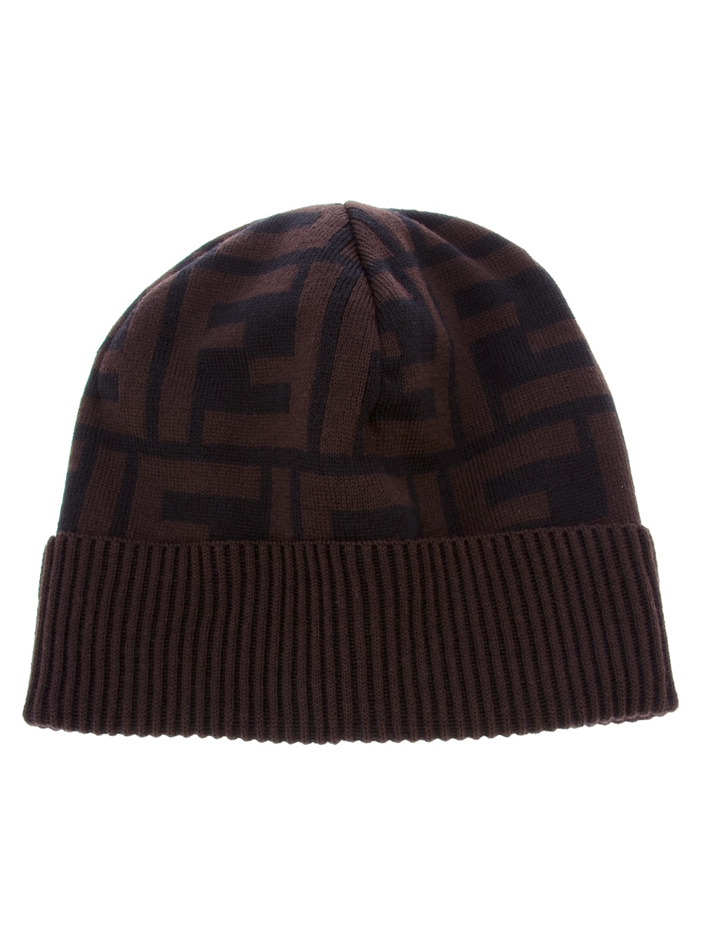 Fendi Monogram Beanie Hat in Brown for Men (black) | Lyst