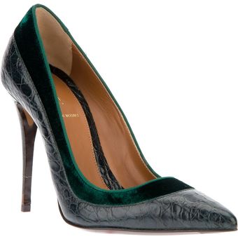 Fendi Velvet Trim Pointed Toe Pump - Lyst