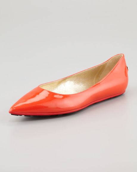 orange pointed toe flats