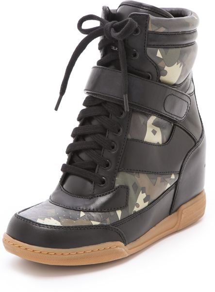 black camo wedge sneakers
