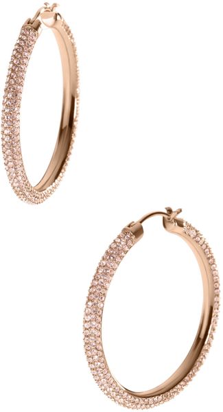 Michael Kors Pave Hoop Earrings - Lyst