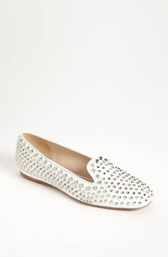 Prada Studded Smoking Loafer - Lyst