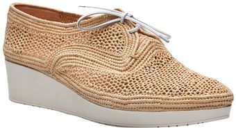 Robert Clergerie Raffia Platform Laceup - Lyst