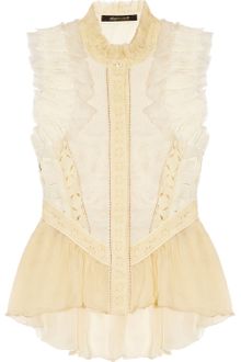 Roberto Cavalli Silkchiffon and Broderie Anglaise Cotton Top - Lyst