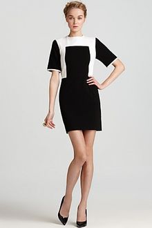 Tibi Dress on Tibi Silk Color Block Dress In White  Ivory Black Multi    Lyst