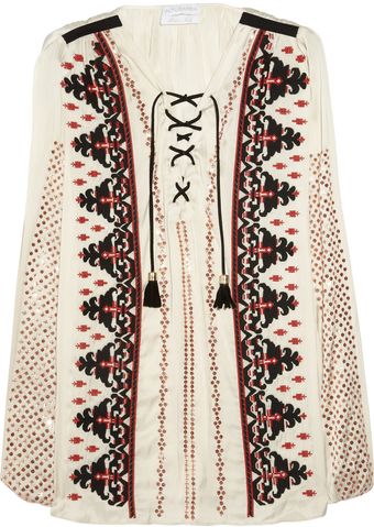 Altuzarra Bush Baby Embroidered Satin Top - Lyst