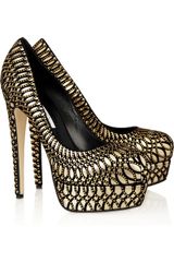 Brian Atwood Hamper Leather and Velvet Platform Pumps