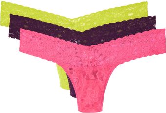 Hanky Panky Set Of Three Stretch Lace Thongs - Lyst