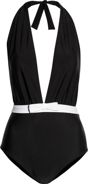 Miu Miu Bowembellished Halterneck Swimsuit - Lyst