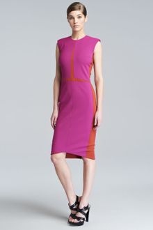 Narciso Rodriguez Sleeveless Colorblock Sheath Dress Magenta - Lyst