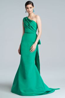 Oscar de la Renta Oneshoulder Silk Faille Trumpet Gown Clover - Lyst