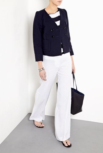Farhi By Nicole Farhi Essence Stretch Linen Wide Leg Trousers - Lyst