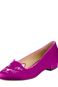 Charlotte Olympia Kitty Satin Flat Slipper Fuchs - Lyst