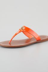 Tory Burch Cameron Patent Logo Thong Sandal