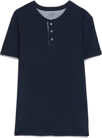 Vince Double Layer Henley Top - Lyst