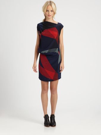 10 Crosby by Derek Lam Draped Silk Dress - Lyst