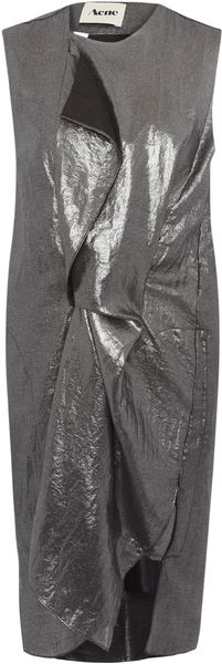 Acne Metallic Alexis Asymmetric Pleat Dress - Lyst