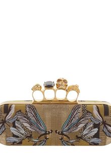 Alexander McQueen Dragonfly Jacquard Skull Knuckle-box Clutch - Lyst