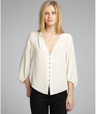 Dolce Vita Cream Silk Three Quarter Sleeve Leonora Blouse - Lyst