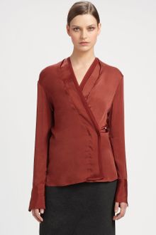 Donna Karan New York Tissue Satin Wrap Top - Lyst