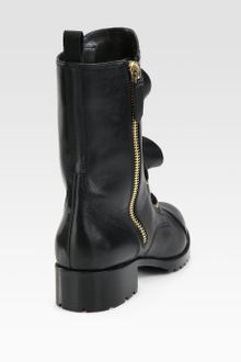 Valentino Ruffles Biker Boots - Lyst