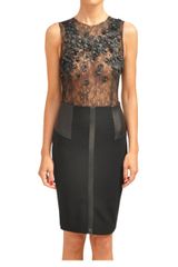 Amen Jersey and Lace Dress with Leather Inserts