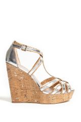 DKNY Metalic Strap Cork Wedge
