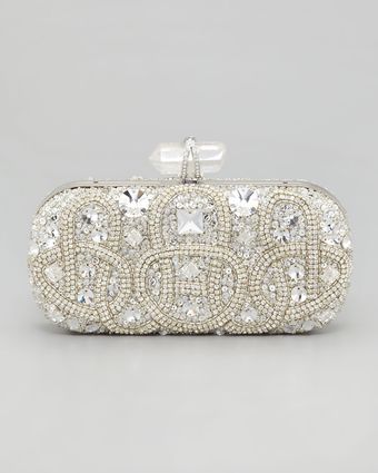 Marchesa Lily Medium Embroidered Stone Box Clutch - Lyst