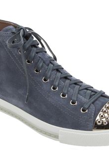 Miu Miu Studded Cap Toe Sneaker - Lyst