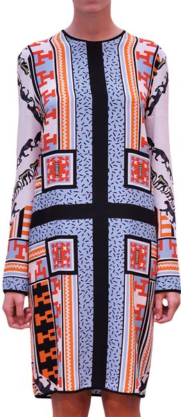 MSGM Printed Crepe De Chine Tunic Dress - Lyst