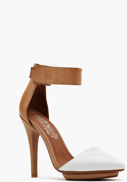 white patent leather platform pumps