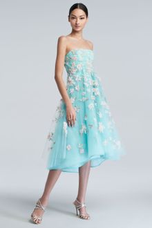 Oscar de la Renta Floral Embroidered Tulle Cocktail Dress - Lyst
