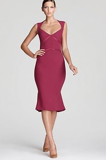 Zac Posen Dress Seamed Cap Sleeve - Lyst